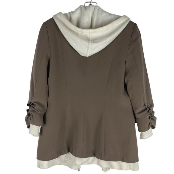 Cinq a Sept Khloe Knitted Sweater Blazer Jacket Hooded Brown Size 4 - Picture 7 of 13
